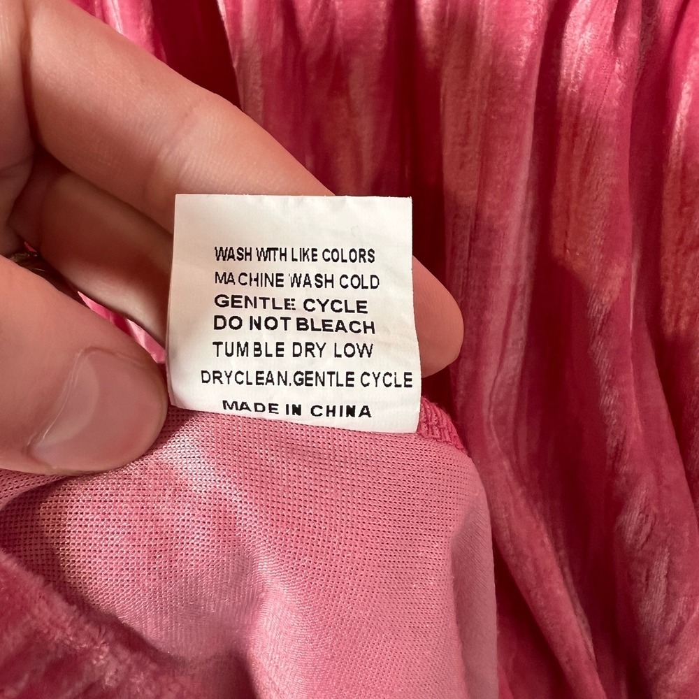 Coquette Pink Crushed‎ Velvet Bow Sash Babydoll Mini Dress XL Long Sleeve - Picture 5 of 6